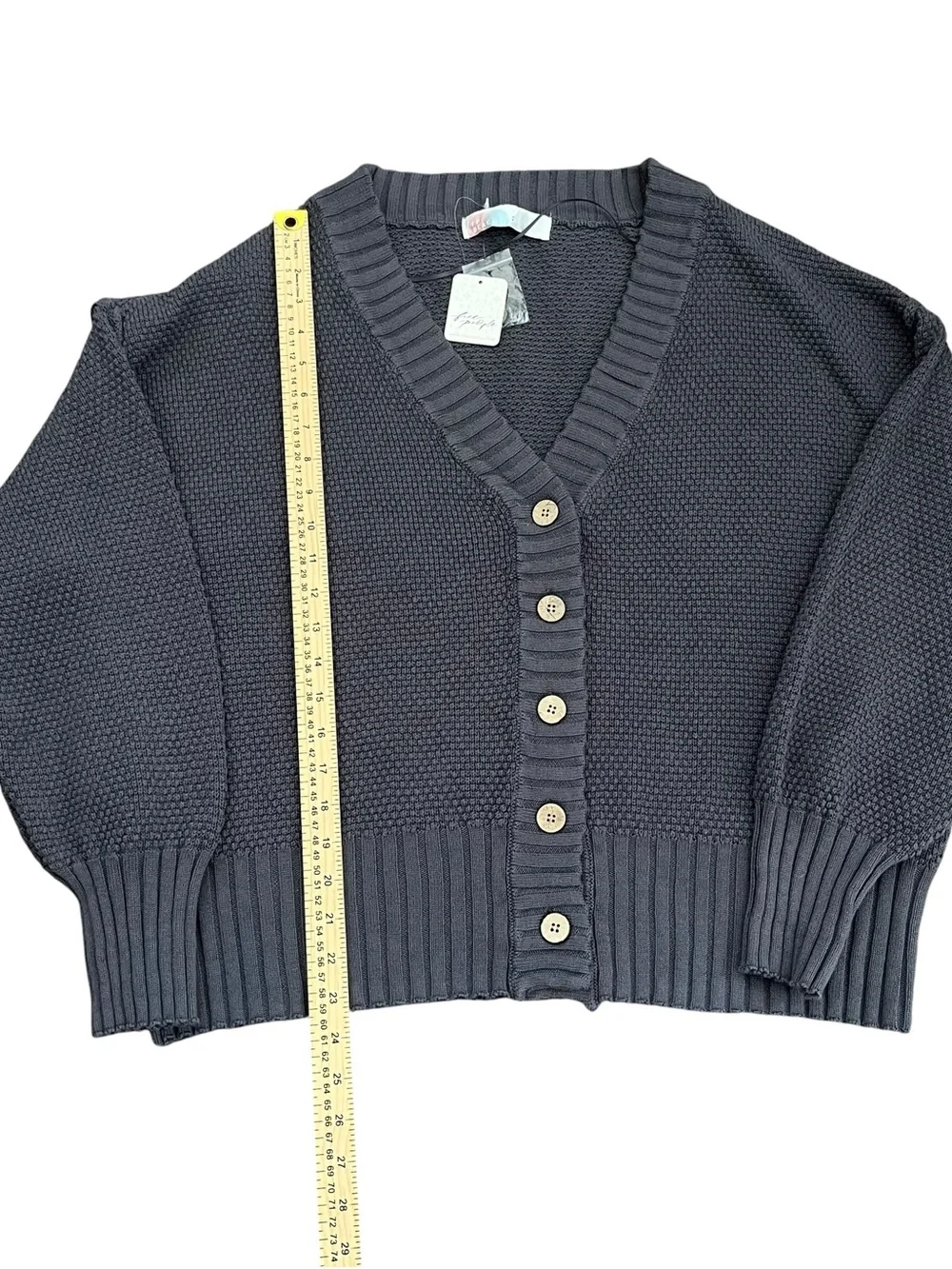 Free People FP Beach Hailee Cardigan
Oversized Waffle Knit Gray Button Front Sm - Picture 8 of 12